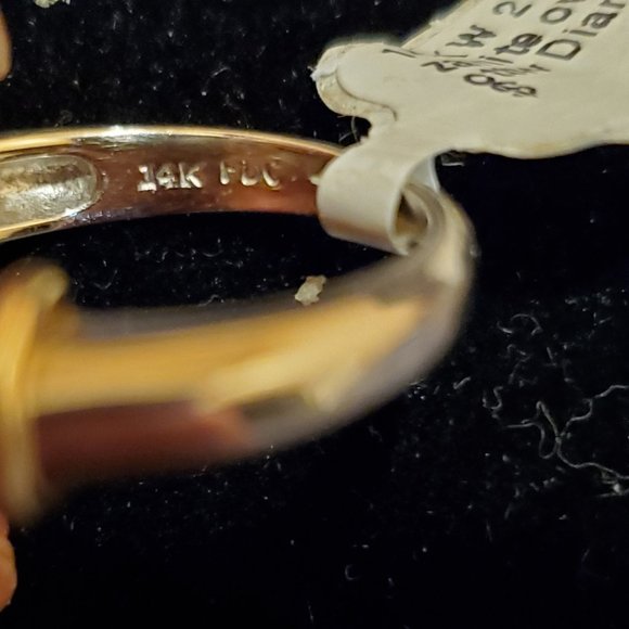 14K yellow gold & white gold RING, 2.17 ct Tanzanite & .45 ct Diamond,Sz 7, NWOT - Picture 3 of 10